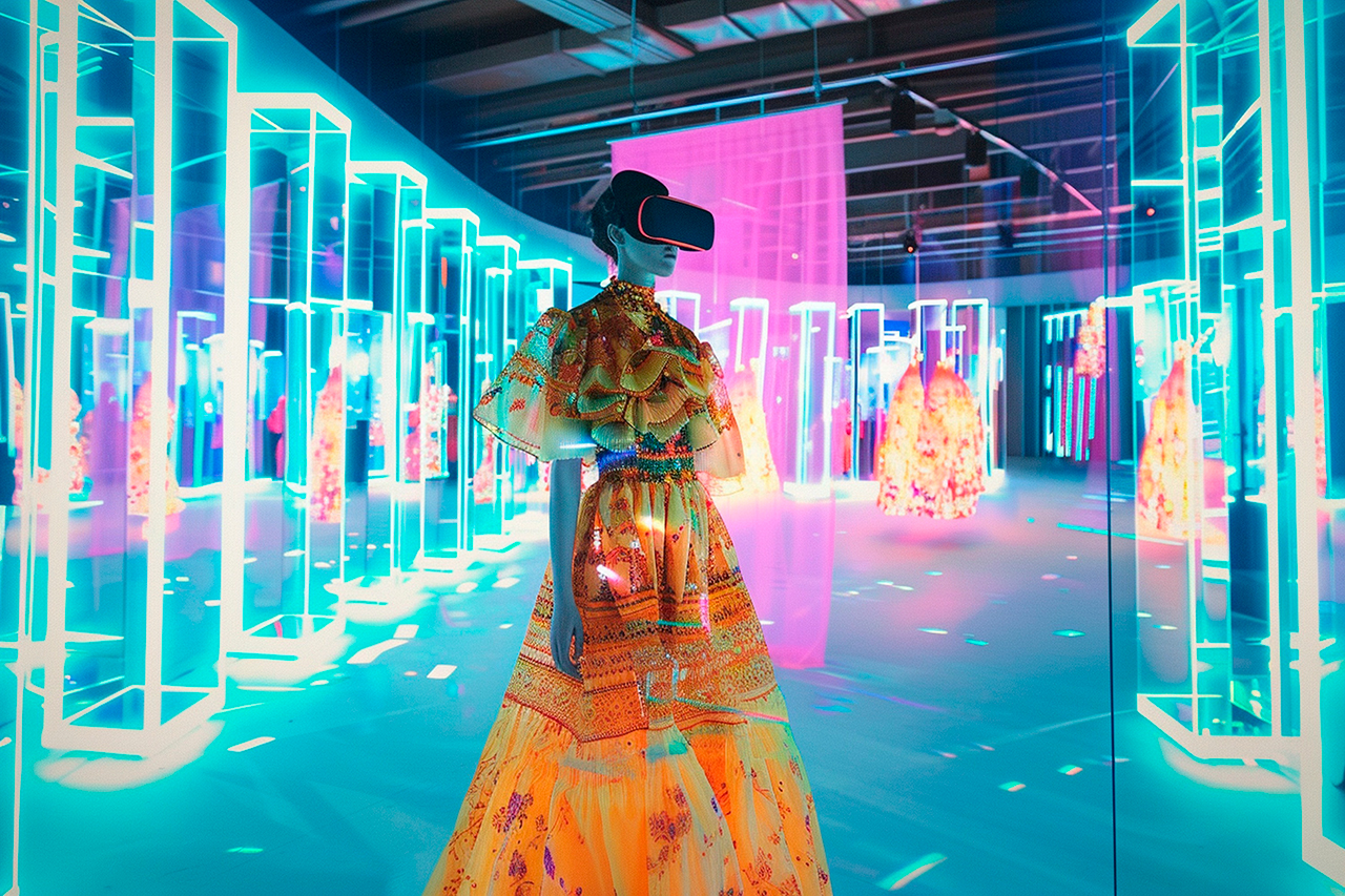 designer creating virtual reality fashion shows generative ai